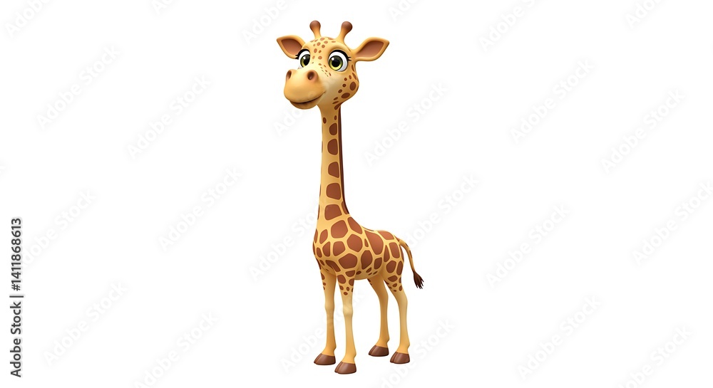 Obraz premium giraffe on white background cute cartoon