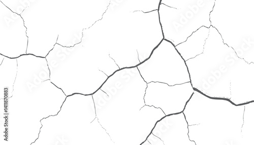Texture soil dry crack Sketch crack texture. Cracked barren desert earth on transparent background. crack concrete white wall.
