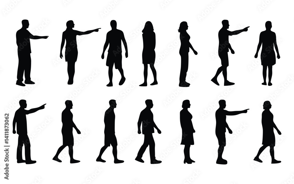 Fototapeta premium People vector silhouette set 