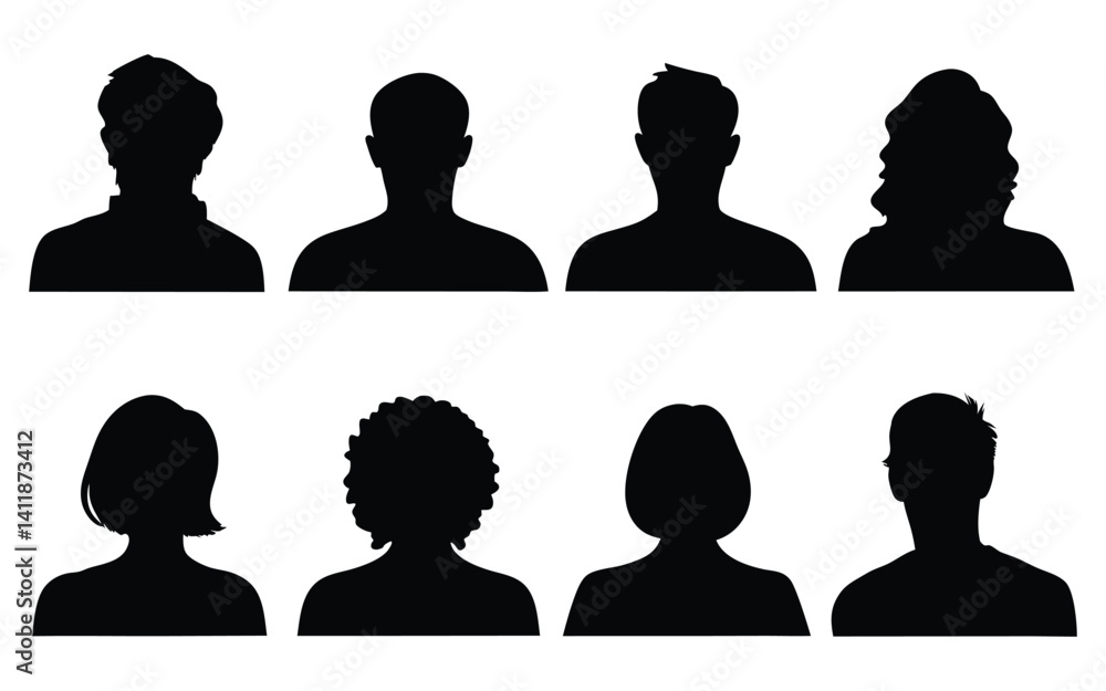 People head vector silhouette set