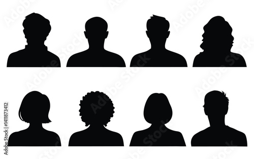 Obraz na płótnie People head vector silhouette set w salonie