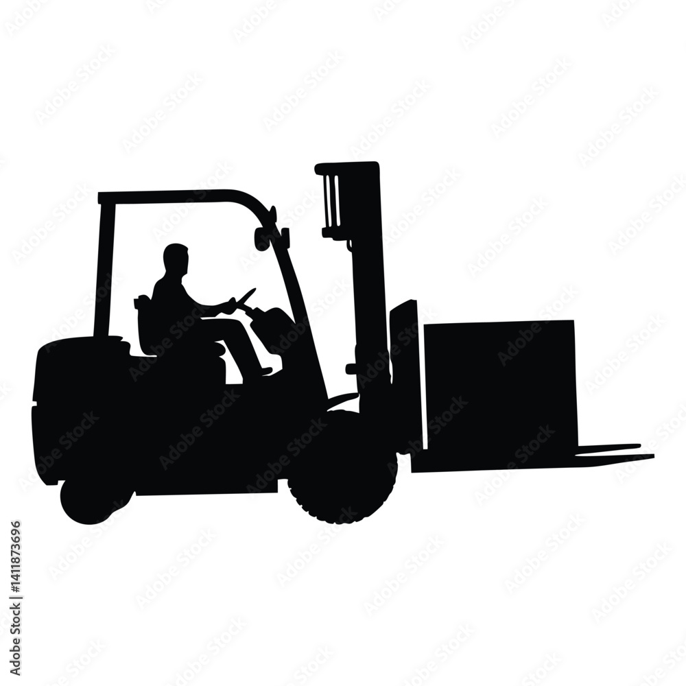 Forklift truck vector silhouette