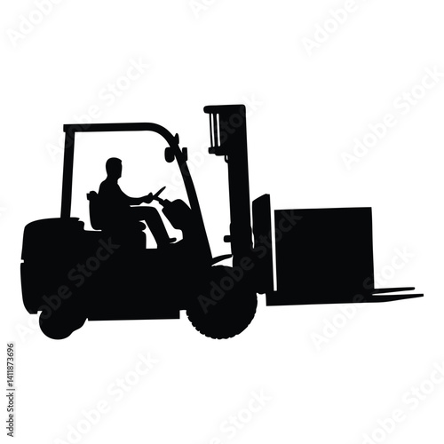 Obraz na płótnie Forklift truck vector silhouette w salonie