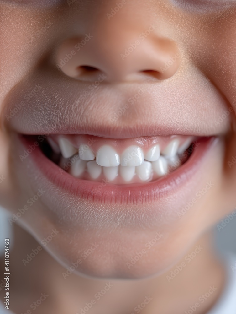 Fototapeta premium A child's bright smile after a successful dental checkup, showcasing healthy teeth - clean clinic healthy