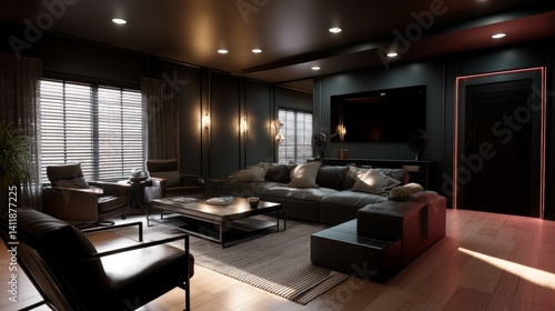 Wallpaper Mural The interior of the home theater in a modern luxury home. Torontodigital.ca