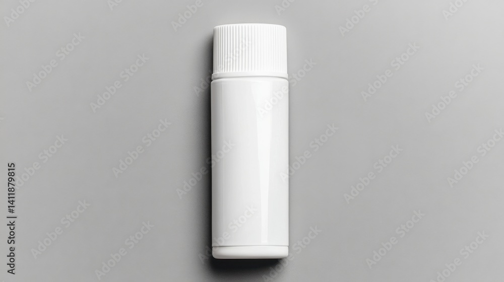 Striking white bottle displayed on a gray background emphasizing modern minimalism and clean lines Striking white bottle displayed on a gray background emphasizing modern minimalism and clean lines