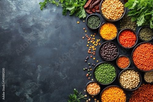 Wallpaper Mural Mixed Dried Legumes Neatly Arranged on Textured Surface Torontodigital.ca