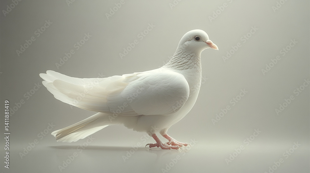 White pigeon standing gracefully on smooth surface White pigeon standing gracefully on smooth surface