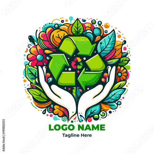 Eco sustainability icon design with green leaf and renewable theme for environmental awareness biodegradable living and zero waste product