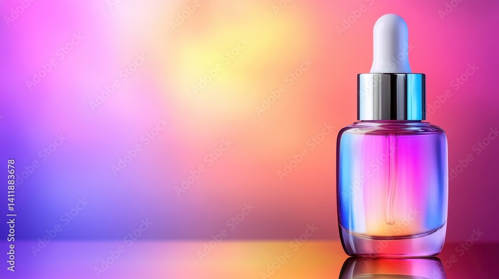 A modern serum bottle with a futuristic design featuring a metallic sheen reflecting light for advanced skincare solutions A modern serum bottle with a futuristic design featuring a metallic sheen reflecting light for advanced skincare solutions
