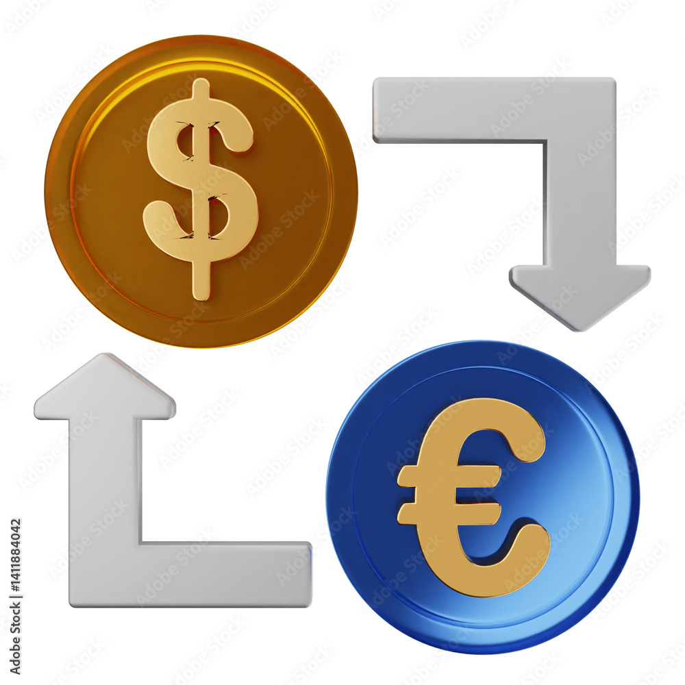 3d money coin dollar exchange euro