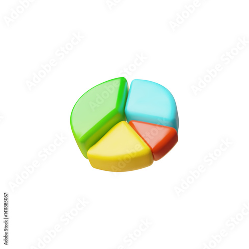 Analysis 3d concept, round diagram three-dimensional vector icon, chart and pie graph, planning and marketing statistics