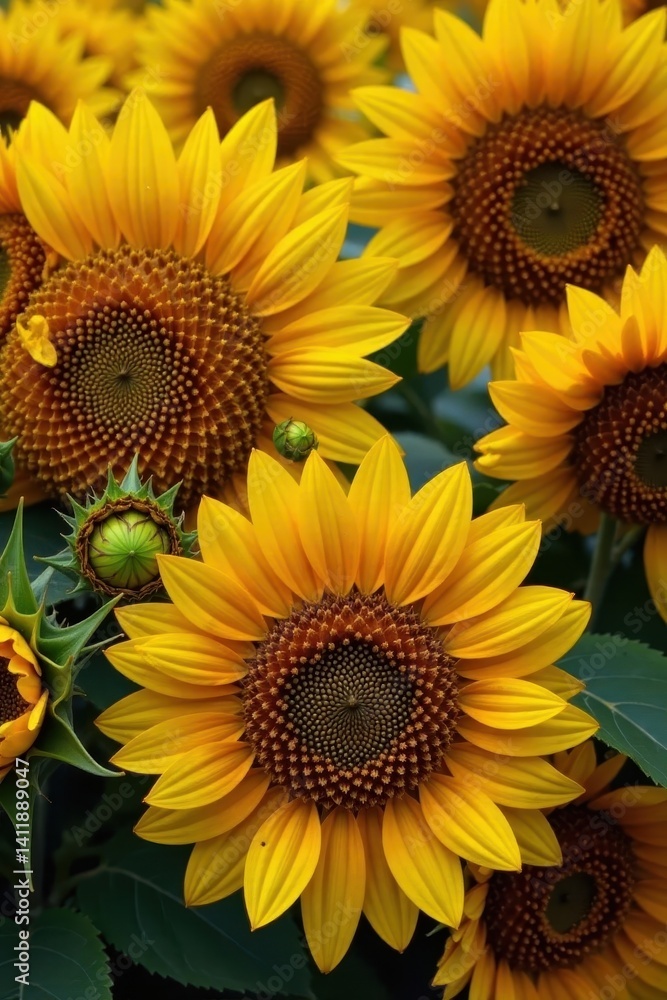 Fototapeta premium Dense cluster of sunflower seeds, rich textures and contrasting colors, summer, natural texture