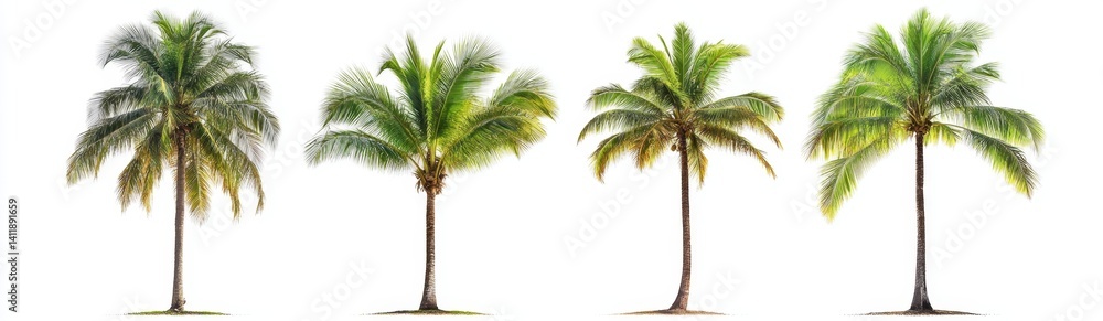 Fototapeta premium Four Palm Trees Against White Background