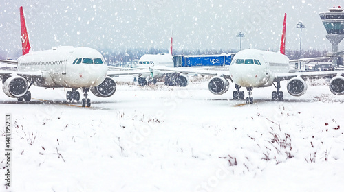 Aviation safety measures airport runway image snowy environment ground level anti-icing techniques