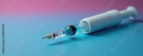 Disposable auto-injector pen, sterile Close-up view , medication, medical supplies