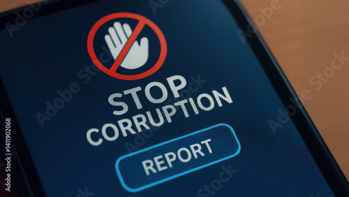 Stop corruption with this digital message urging action against unethical practices. Take stand and report any wrongdoing