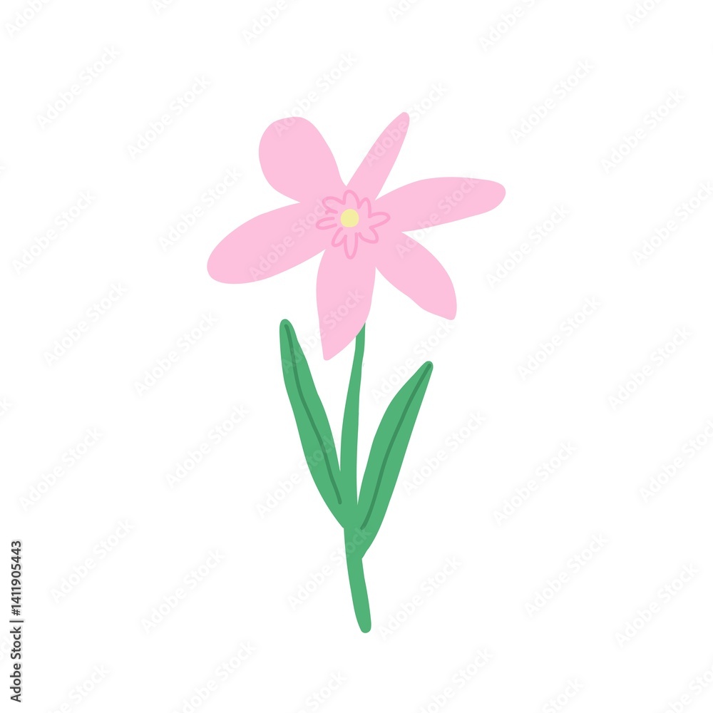 Fototapeta premium Vector illustration of a beautiful gerbera flower with bright pink petals