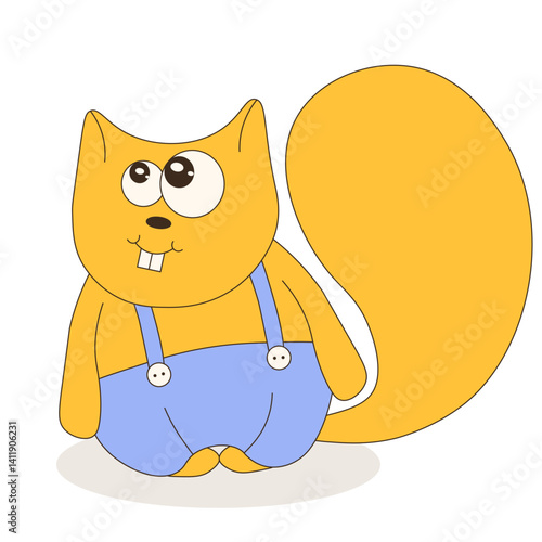 Simple flat Squirrel vector illustration isolated white background. Whimsical Squirrel perfect for t-shirt print wall fabric copybook cover template design. EPS 10