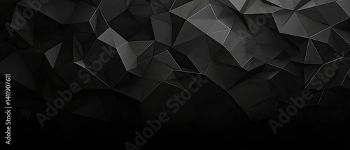 Abstract Dark Polygonal Geometric Surface Low Poly Background with Light Edges