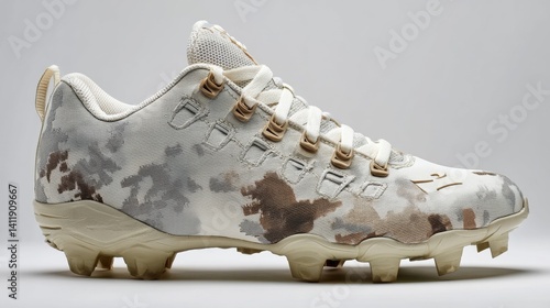 Obraz na płótnie white camouflage football shoe isolated on light background w salonie