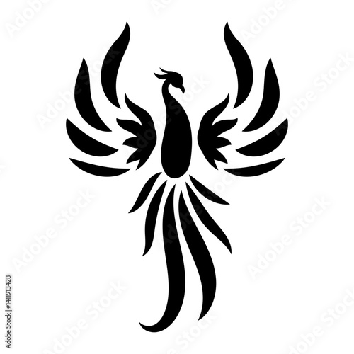Modern Phoenix Bird Silhouette