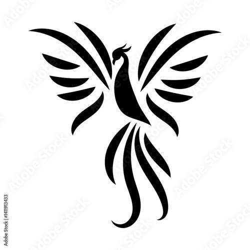 Modern Phoenix Bird Silhouette