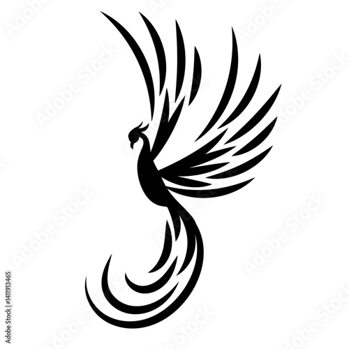 Modern Phoenix Bird Silhouette