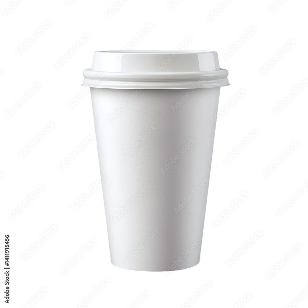White paper takeout coffee cup with lid mockup isolated on transparent background White paper takeout coffee cup with lid mockup isolated on transparent background