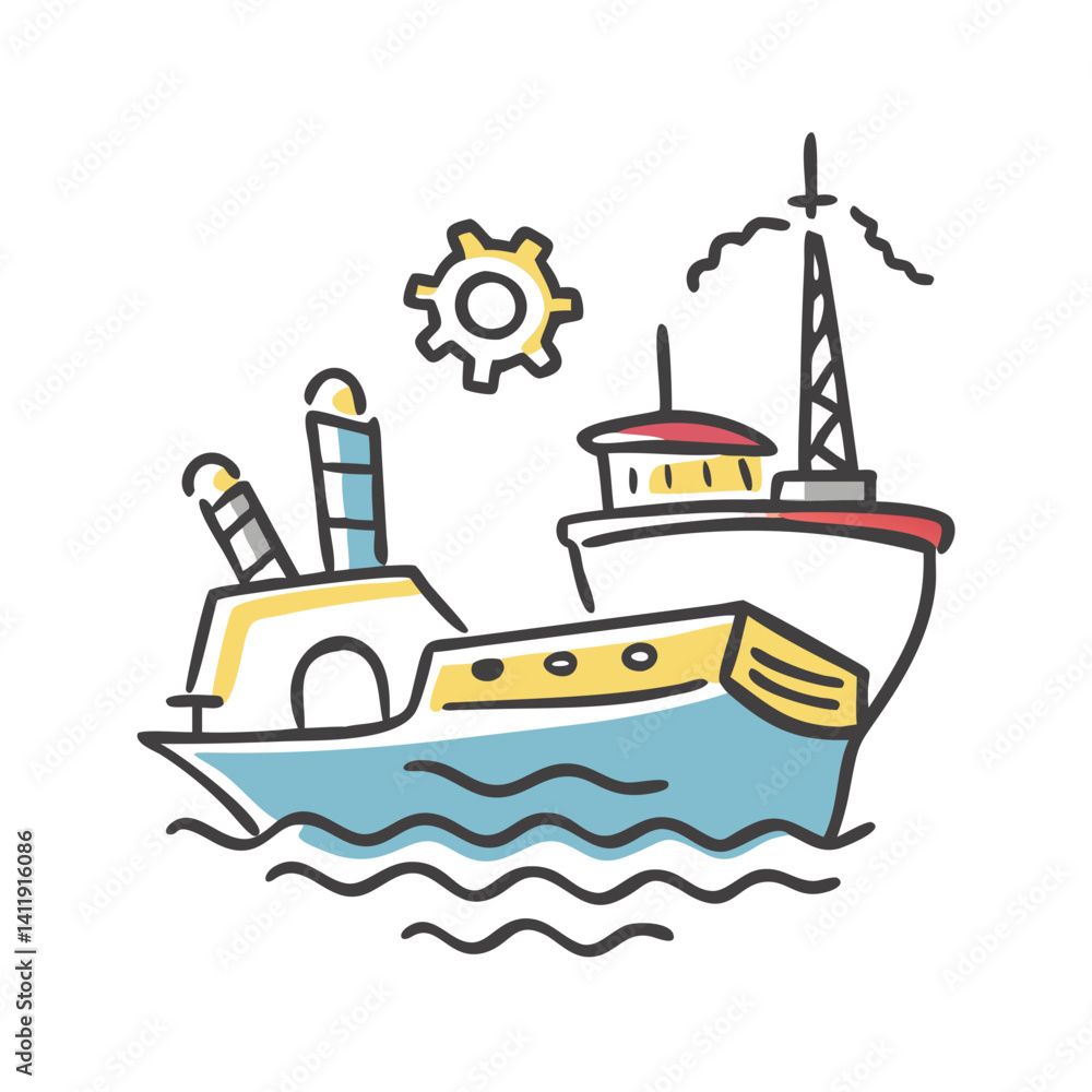 Obraz premium marine industry icon, marine industry vector illustration-simple illustration of marine industry, perfect for marine industry logos and icons