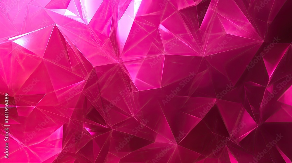 Naklejka premium Abstract Geometric Design Shiny Pink Facets, Polygonal Pattern, Crystal Structure