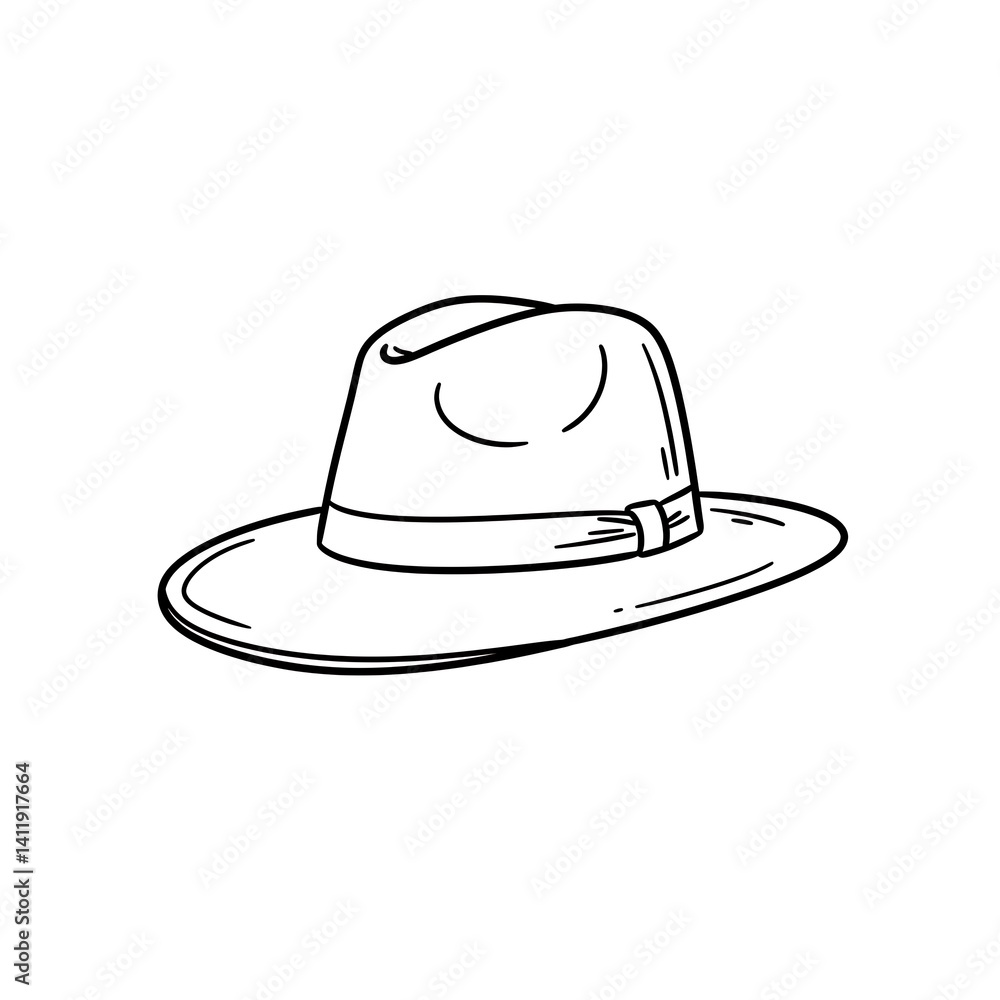 Stylish Fedora Hat: A Hand-Drawn Illustration Stylish Fedora Hat: A Hand-Drawn Illustration