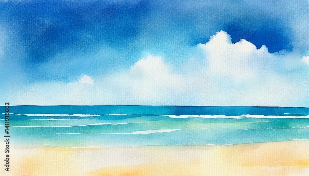 Fototapeta premium peinture de paysage aquarelle de mer