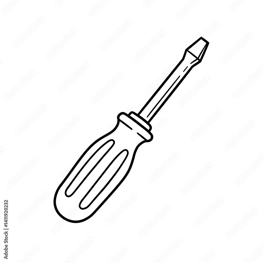 Fototapeta premium Simple Line Drawing of a Screwdriver Tool