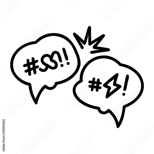 Angry Speech Bubbles Colliding in a Comic Style  