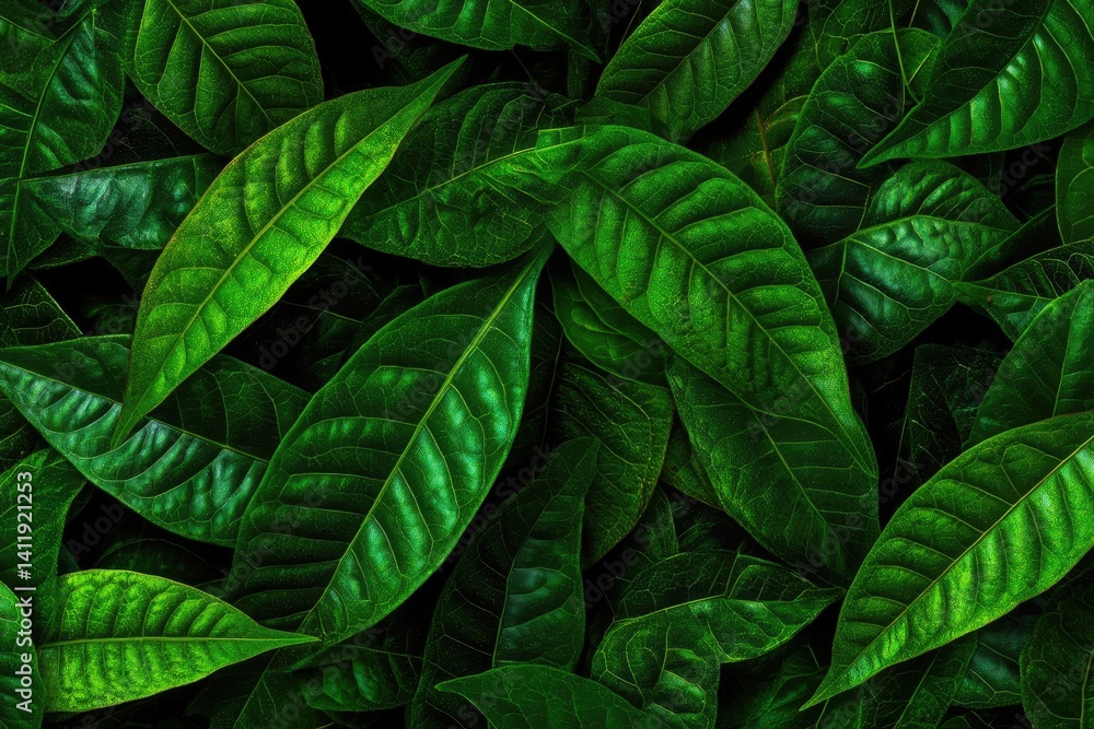 Lush green foliage texture