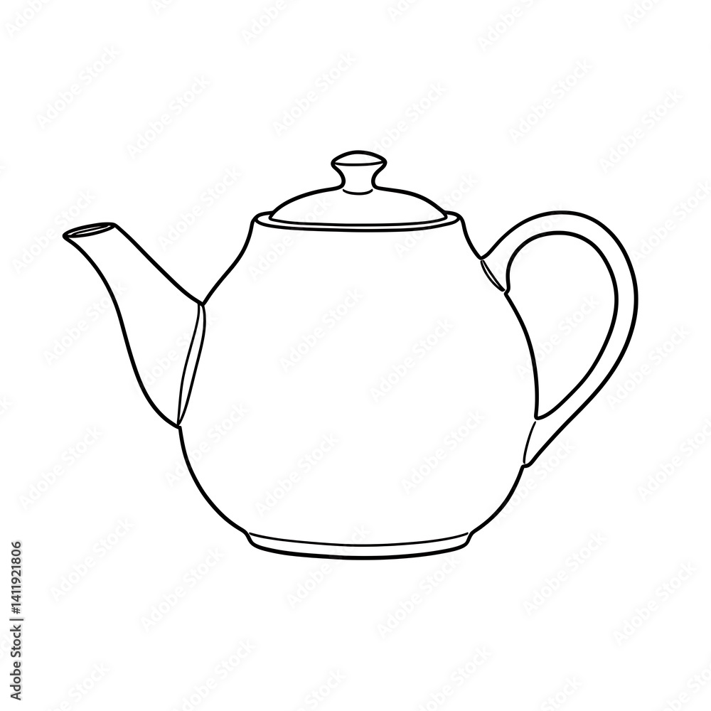 Classic Ceramic Teapot: Line Art Design Classic Ceramic Teapot: Line Art Design