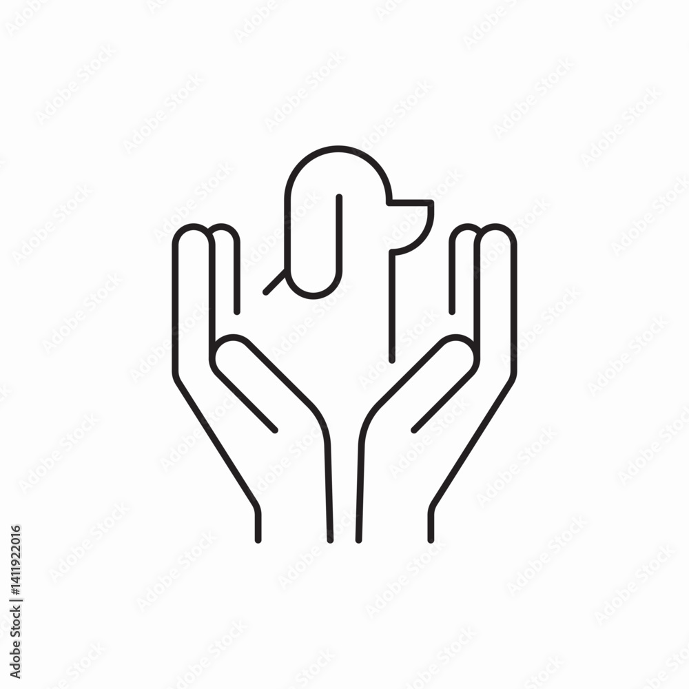 Fototapeta premium Helping hands pet care icon vector sign
