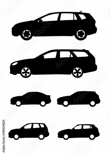 Cars collection icons set on white background stock illustration