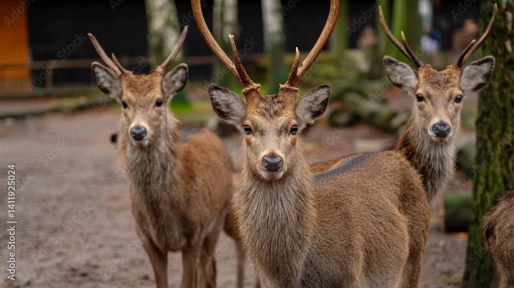 Fototapeta premium Sika deer in animal park