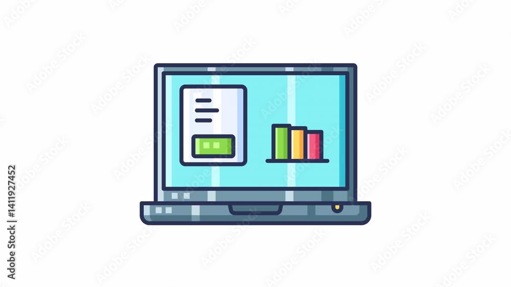 A video displaying multiple laptops presenting data analysis and graphical charts. Looping Animation. A video displaying multiple laptops presenting data analysis and graphical charts. Looping Animation.