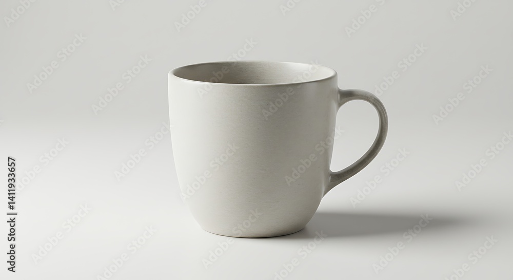 Obraz premium Simple Ceramic Mug: Neutral Beige, Soft Light, Studio Shot