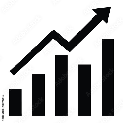 Growth Trend Icon with Bar and Line Graph