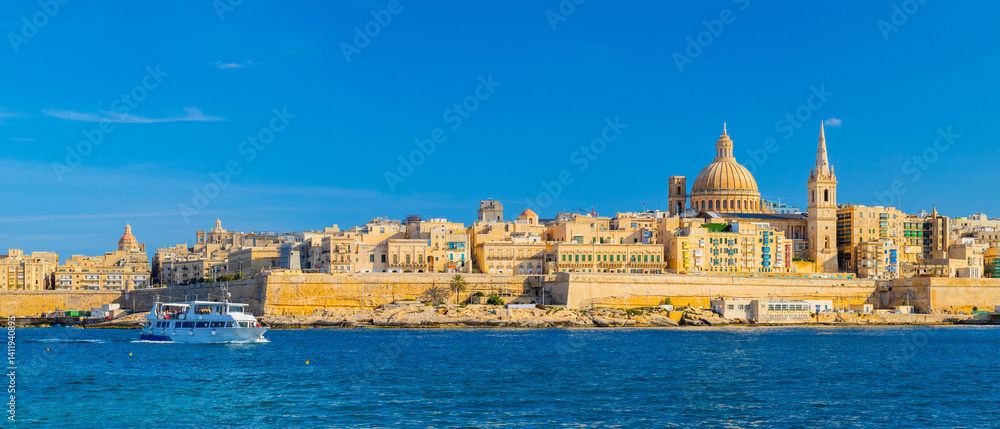 Cityscape of Valletta viewed from Sliema, Malta