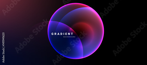 Futuristic sphere with glowing gradients on a dark background.