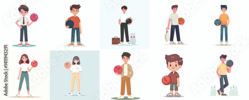 Cartoon Characters Holding Bowling Balls
