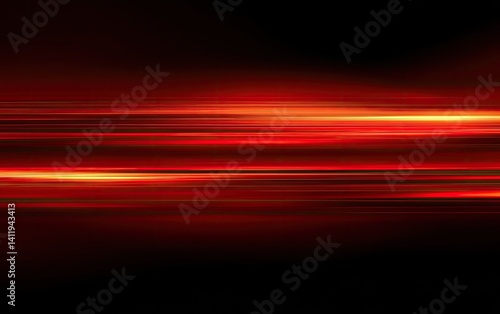 Abstract Red Light Trails with Horizontal Motion Blur on Dark Background