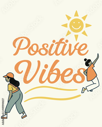  positive vibes Typography quotes vector T-shirt design