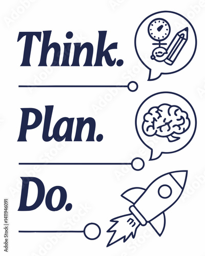 quotes think plan do typography vector T-shirt design