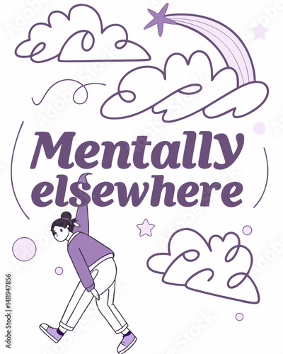 mentally elsewhere Typography vector T-shirt design